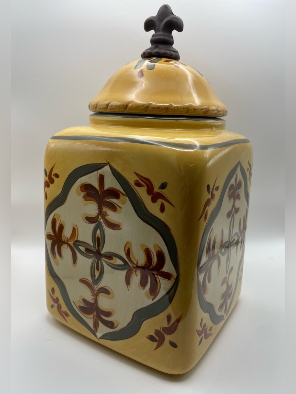 Artimino Large Canister with Lid Tuscan Countryside Sienna Yellow -Discontinued
